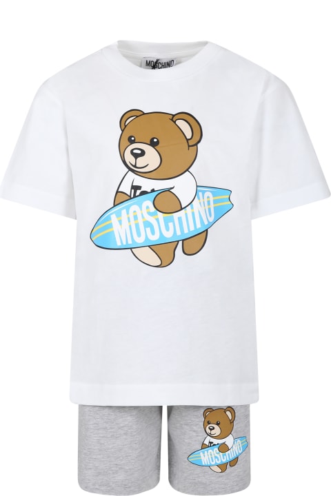 Fashion for Kids Moschino White Suit For Boy With Teddy Bear And Surfboard