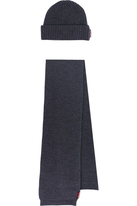 Scarves for Men Dsquared2 Woven Ribbed Beanie & Scarf Set
