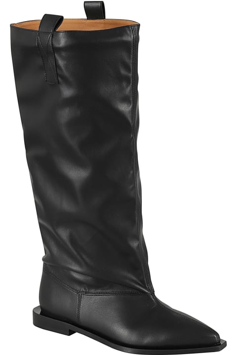 Shoes for Women Ganni Western Wide Slouchy Flat Tubular Boot