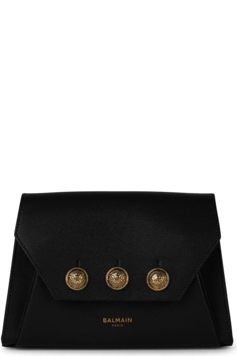 Balmain for Women Balmain 'embleme' Black Leather Crossbody Bag