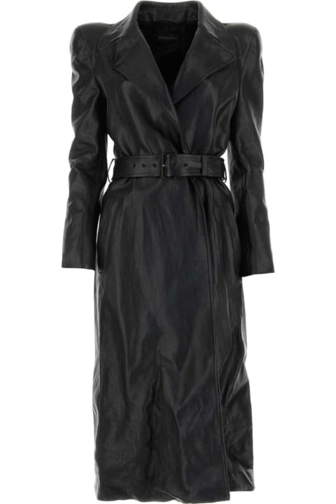 Balenciaga for Women Balenciaga Black Leather Trench Coat