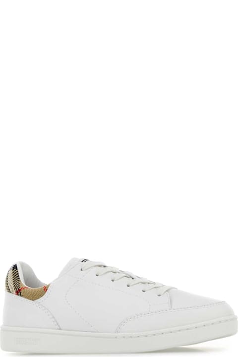 Burberry White Leather Set Sneakers