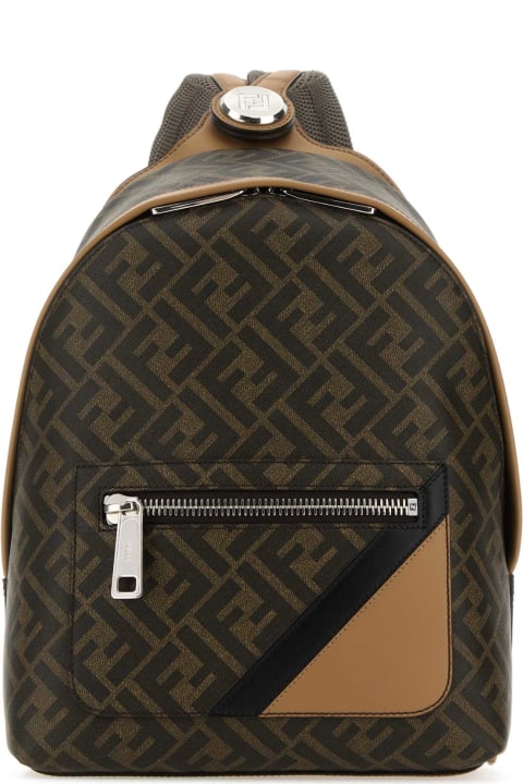 Fendi Sale for Men Fendi Multicolor Canvas And Leather Small Fendi Chiodo Diagonal Backpack