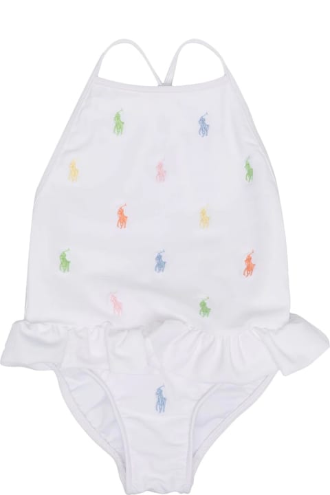 Ralph Lauren Swimwear for Baby Boys Ralph Lauren White One-piece Swimsuit With All-over Pony