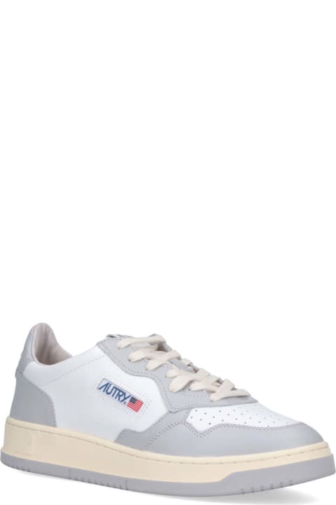 Homeware Autry Grey And White Two-tone Leather Medalist Low Sneakers