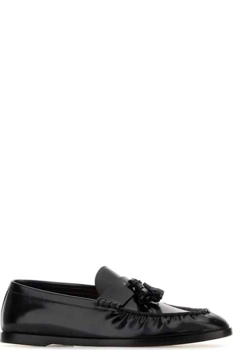 The Row Black Leather Loafers