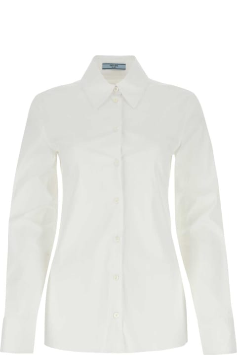 Topwear Sale for Women Prada White Stretch Poplin Shirt