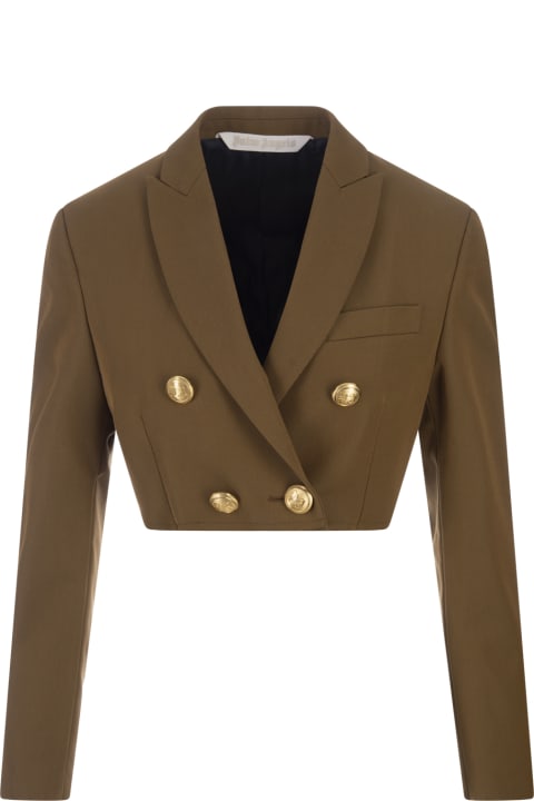 Palm Angels Coats & Jackets for Women Palm Angels Crop Double Breasted Blazer In Coppered Brown