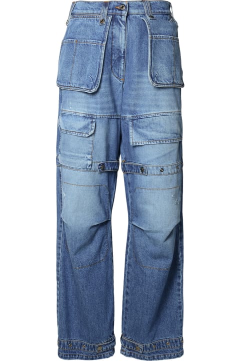 MSGM Jeans for Women MSGM Blue Cotton Blend Cargo Jeans