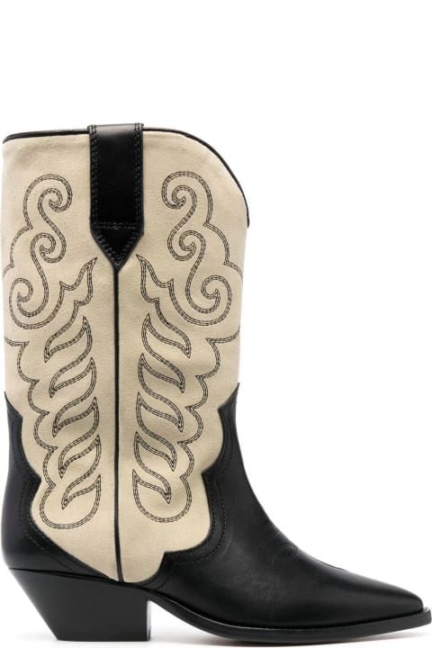 Boots for Women Isabel Marant Black And Beige Suede Western Boots