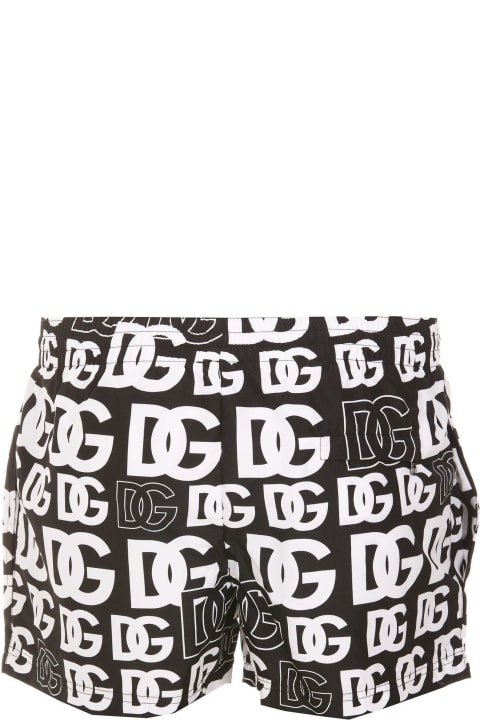 Dolce & Gabbana Pants for Men Dolce & Gabbana Dg-printed Elasticated Waistband Swim Shorts