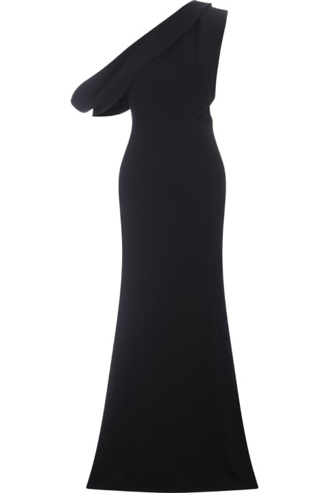 ウィメンズ新着アイテム Alexander McQueen Black Asymmetrical Long Dress With Cut-out