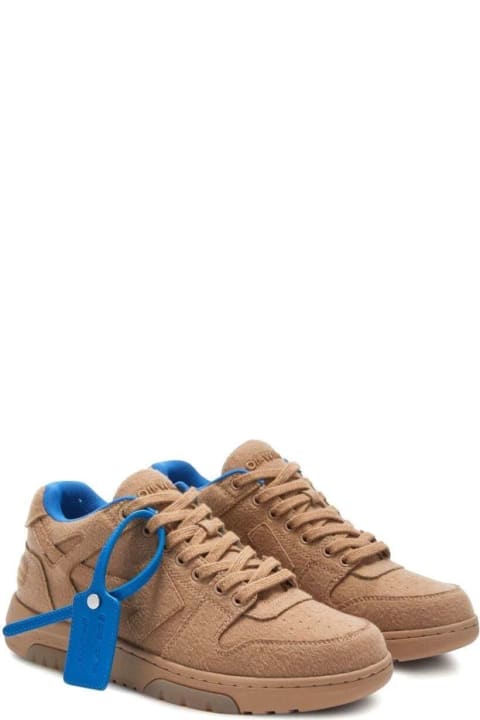 'out Of Office' Camel Brown Sneakers In Wool Man Off-white
