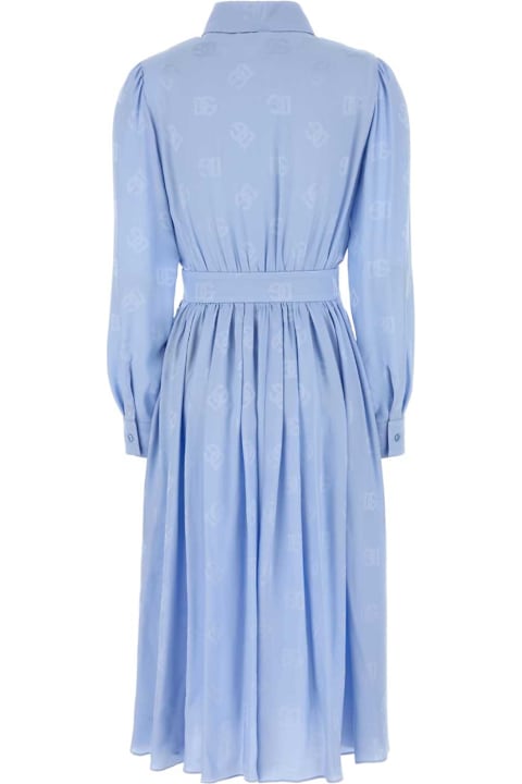 Dolce & Gabbana Clothing for Women Dolce & Gabbana Light Blue Satin Shirt Dress
