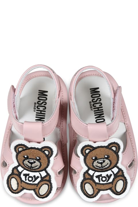 Moschino Shoes for Baby Boys Moschino Pink Sandals For Baby Girl With Teddy Bear