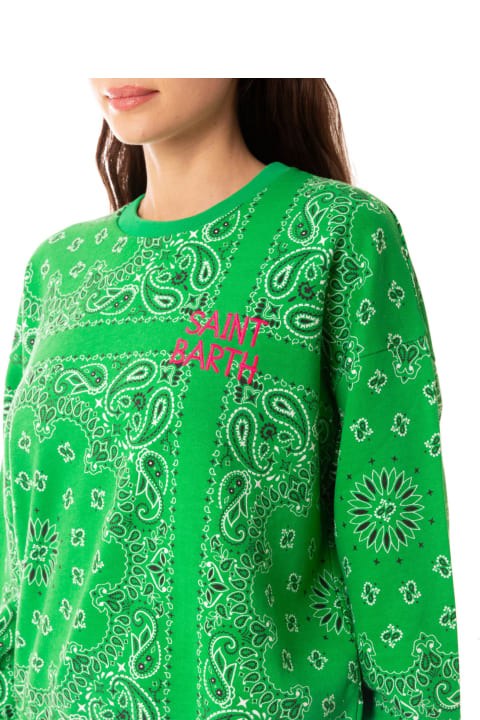 Homeware MC2 Saint Barth Woman Cotton Sweatshirt Stardust With Bandanna Print