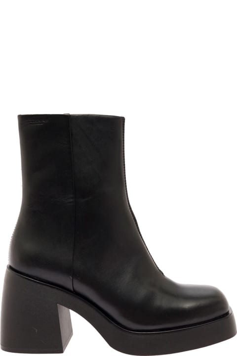 'brooke' Black Leather Boots Chunky Heel Woman Vagabond