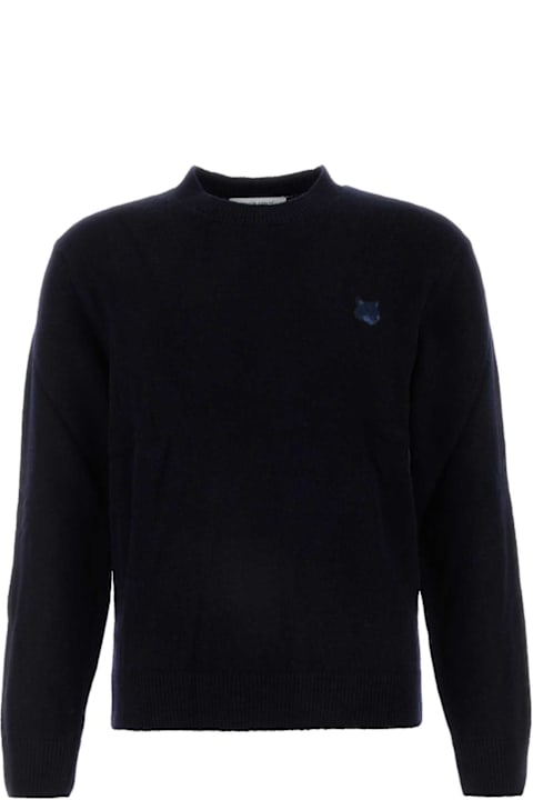 Maison Kitsuné Sweaters for Men Maison Kitsuné Midnight Blue Wool Sweater