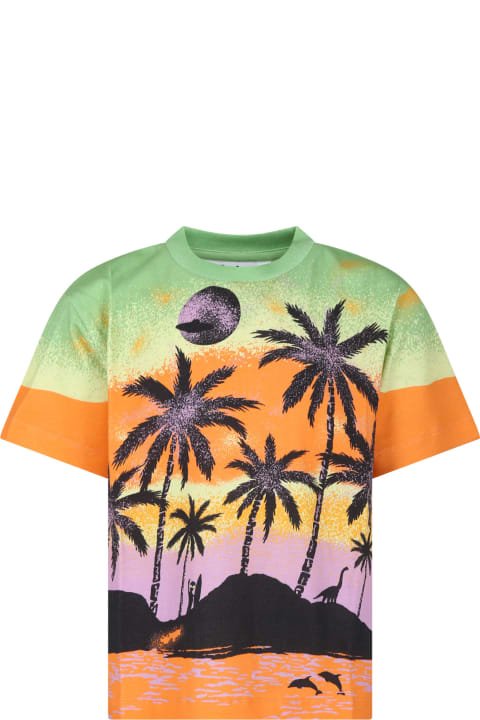 Molo T-Shirts & Polo Shirts for Boys Molo Orange T-shirt For Boy With Alien And Print Print