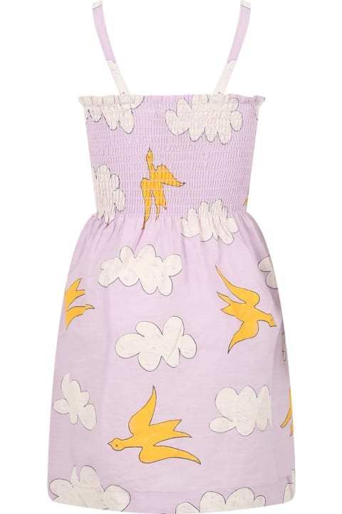The Animals Observatory Dresses for Girls The Animals Observatory Purple Dress For Girl With Clouds And Logo