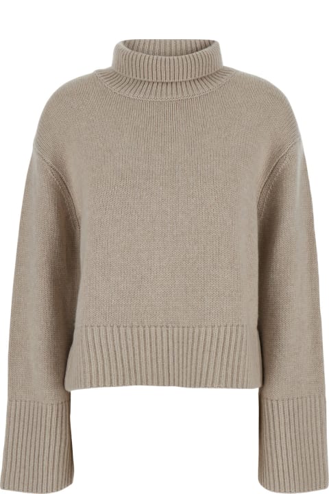 Lisa Yang ملابس علوية لـ السيدات Lisa Yang 'fleur' Beige High Neck Sweater In Cashmere Woman