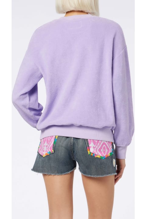 Fleeces & Tracksuits for Women MC2 Saint Barth Woman Lilac Terry Cotton Stardust Sweatshirt