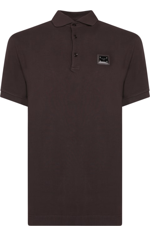 Clothing for Men Dolce & Gabbana Brown Cotton Polo Shirt