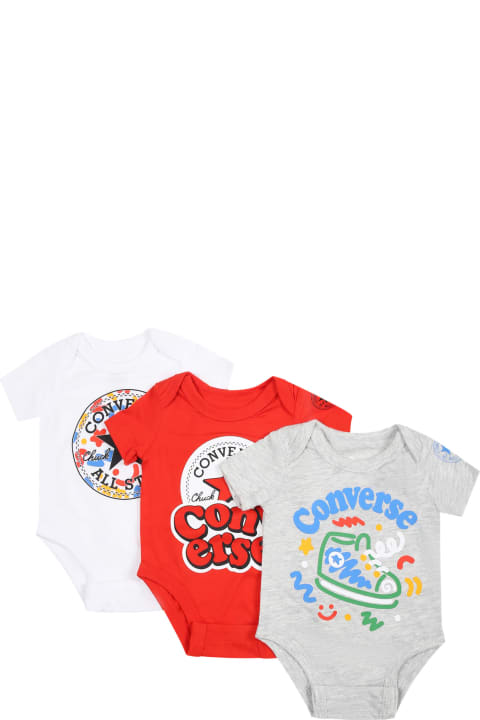 Converse Bodysuits & Sets for Baby Boys Converse Multicolor Set For Baby Boy With Logo And Print