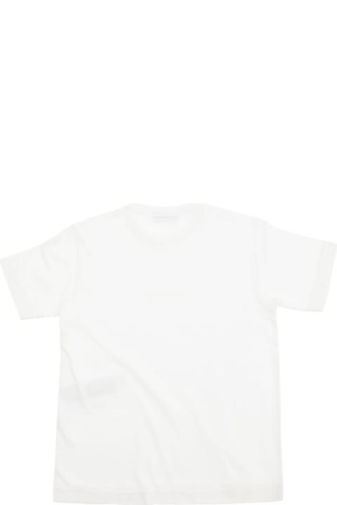 أدوات منزلية Stone Island Junior White Crewneck T-shirt With Logo Embroidery In Cotton Boy