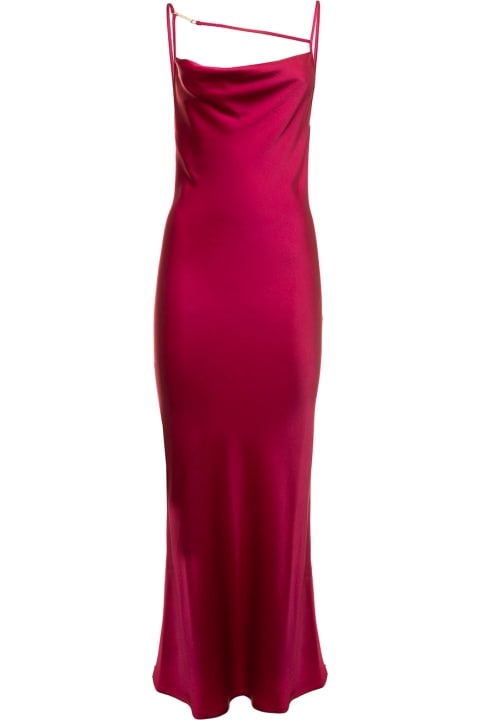 Red Mermaid Dress In Satin With Criss-corss Lace Detail Anna Molinari Woman