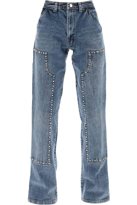 Des Phemmes Jeans for Women Des Phemmes Straight Cut Jeans With Rhinestones
