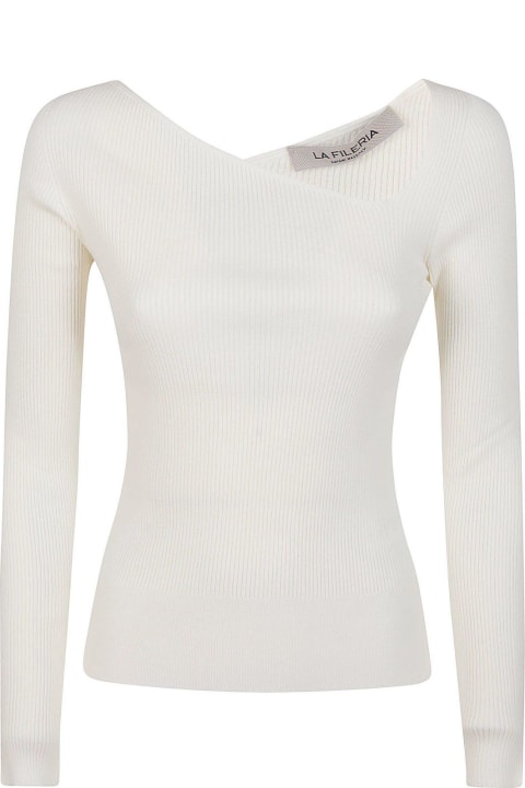 Gran Sasso Sweaters for Women Gran Sasso Fileria Long-sleeved Ribbed V-neck Jumper