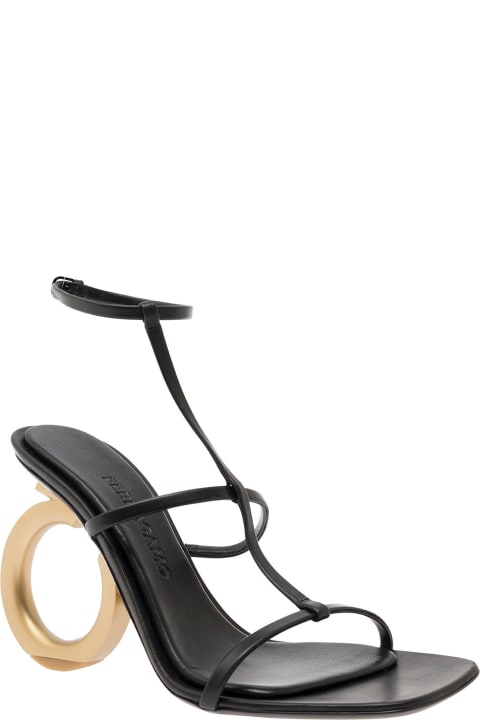 Ferragamo Sandals for Women Ferragamo 'elina' Black Sandals With Sculptural Gancini Heel In Leather Woman