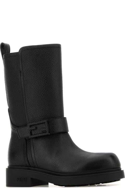 Fendi Black Leather Fendi Filo Boots