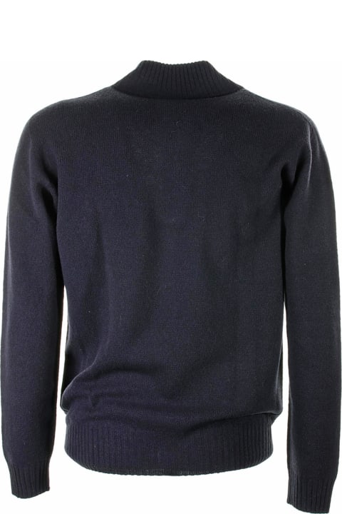 Seventy Sweaters for Men Seventy Navy Blue Mock Turtleneck