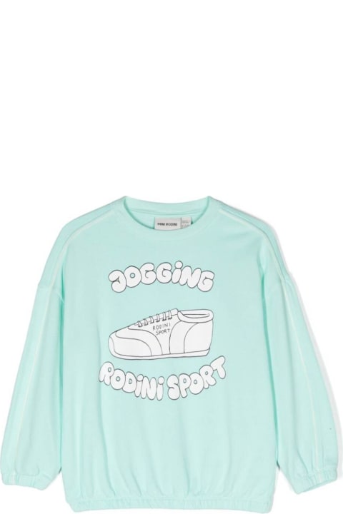 Mini Rodini Sweaters & Sweatshirts for Boys Mini Rodini Aqua Green Sweatshirt With 'jogging Rodini Sport' Print In Cotton Boy