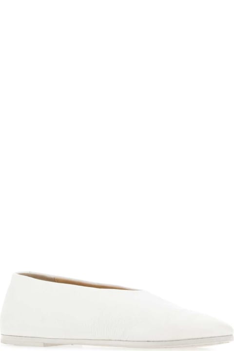 Marsell Flat Shoes for Women Marsell White Leather Coltellaccio Ballerinas