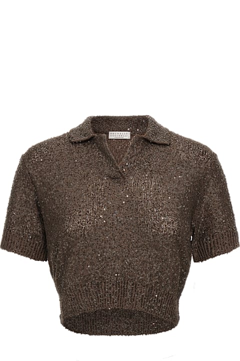 Topwear for Women Brunello Cucinelli Sequin Polo Shirt