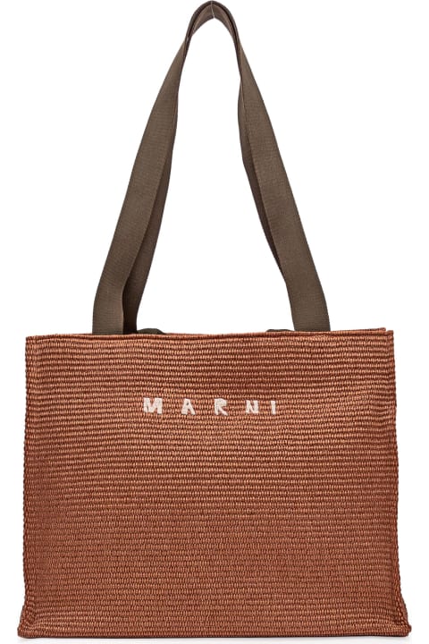 Marni Totes for Women Marni Logo Embroidered Woven Tote Bag