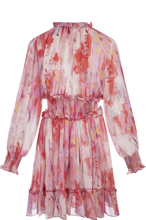 ウィメンズ新着アイテム MSGM Short Dress In Georgette With "artsy Flower" Print
