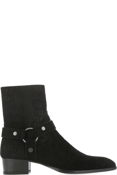 メンズ ブーツ Saint Laurent Black Suede Boots