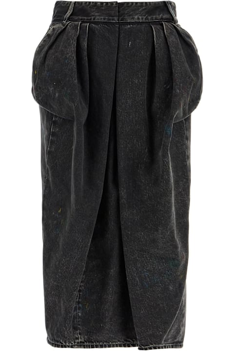 Maison Margiela for Women Maison Margiela Black Cotton Vintage Effect High-waisted Skirt