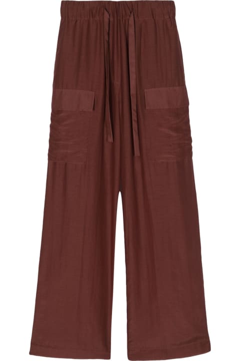Pants & Shorts for Women SEMICOUTURE Brown Cotton-silk Blend Trousers