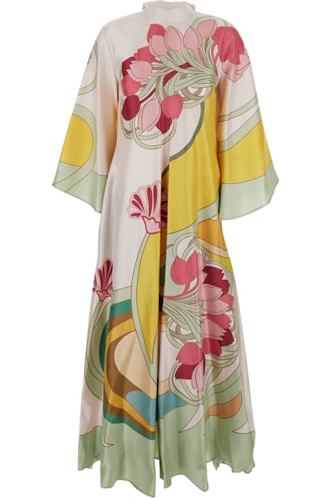 La DoubleJ for Kids La DoubleJ Long Dress With Short Sleeves And Floral Print