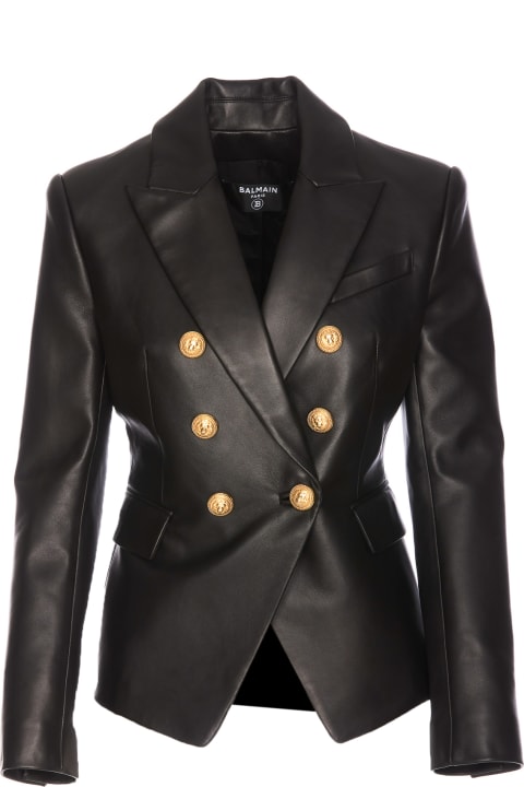 Balmain Coats & Jackets for Women Balmain 6 Buttons Classic Leather Jacket
