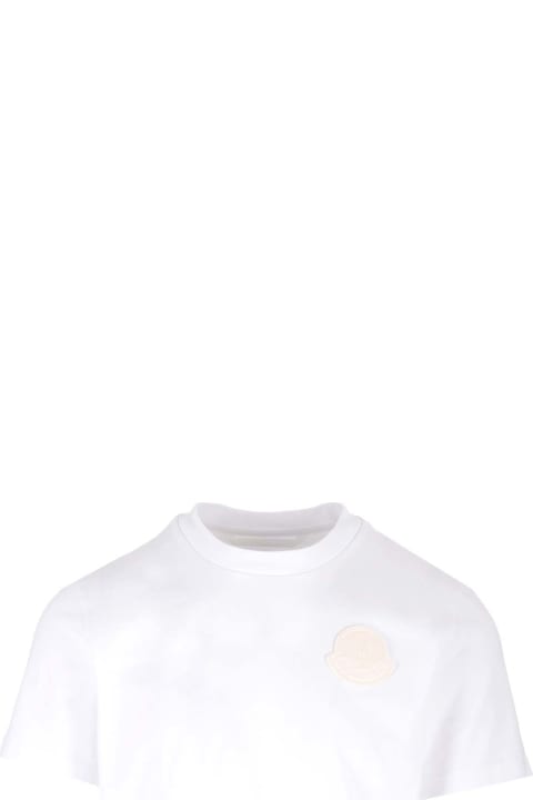 メンズ Monclerのトップス Moncler White T-shirt With Logo Patch