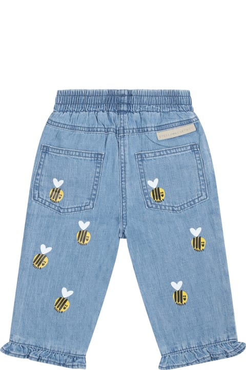 Bottoms for Baby Boys Stella McCartney Kids Blue Jeans For Baby Girl With Beees