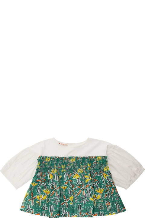 Marni Shirts for Girls Marni Multicolor Blouse With Flower Printed Elastic Insert In Cotton Girl