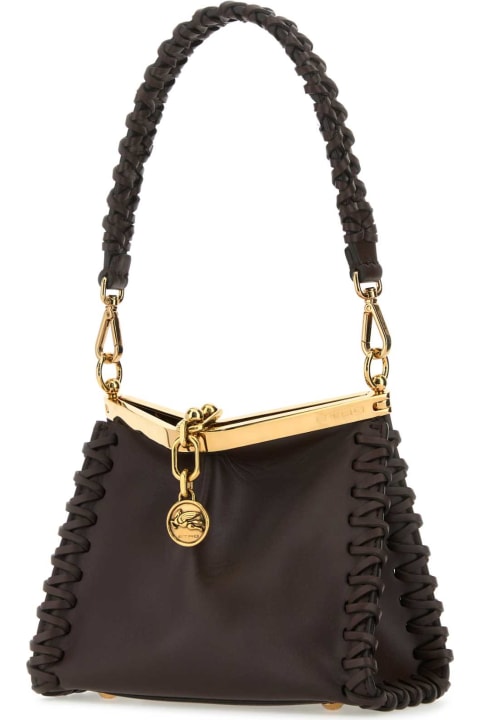 Etro for Women Etro Dark Brown Leather Mini Vela Handbag
