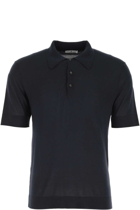 PT01 Clothing for Men PT01 Navy Blue Cotton Blend Polo Shirt